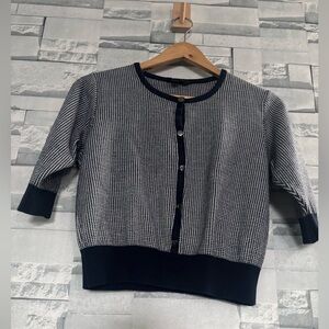 Navy and White Checkered cropped sweater